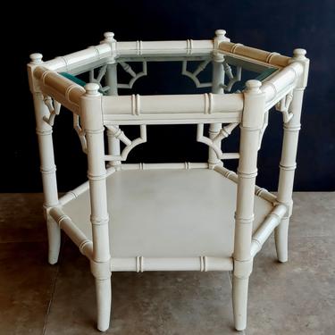 Pair of Thomasville Allegro Octagonal Faux Bamboo End Tables 