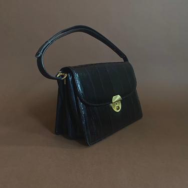 black patent leather minimalist handbag 