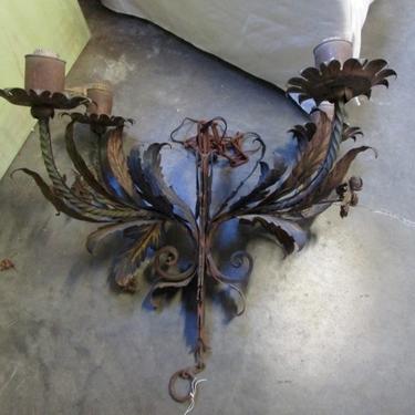 LARGE ANTIQUE WROUGHT IRON FRENCH CHANDELIER