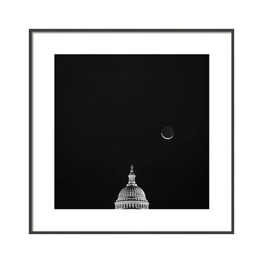 Black White Washington DC Photo, Capitol Dome Print, Washington DC Print, Crescent Moon Wall Art, Black White Cityscape Photo, Travel Photo 