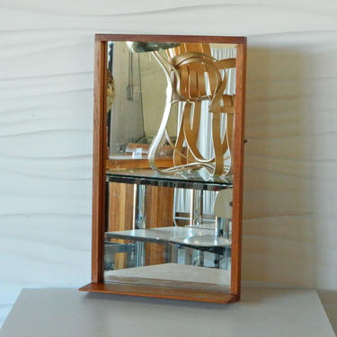 HA-14000A Danish Teak Mirror with Shelf