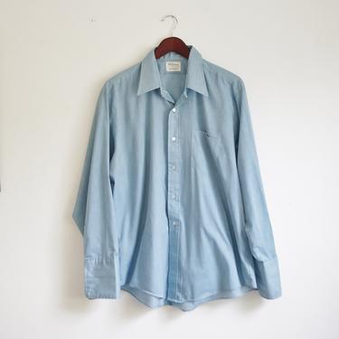Vintage Mens Dress Shirt, French Cuff Shirt, Blue Checked Button Down Shirt, Collared Shirt, 2xl 3xl 