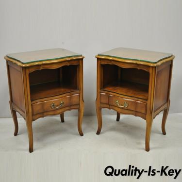 Pair Vtg Cherry Wood French Provincial Nightstand Bedside Tables White Furniture