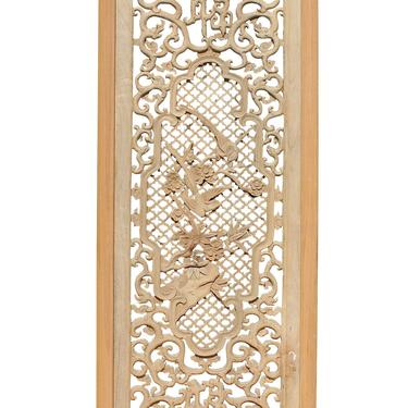 Chinese Rectangular Wood Flower Bird Carving Wall Panel Plaque cs3804E 