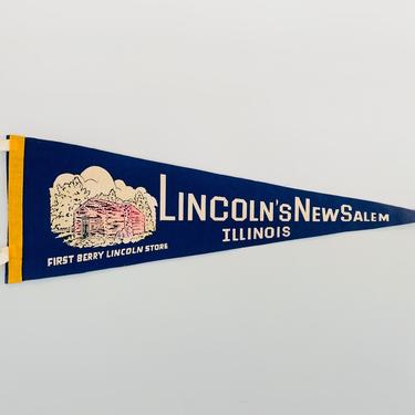 Vintage Lincoln's New Salem Springfield Illinois Souvenir Pennant 