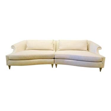 Caracole Modern White Chenille Two Piece Roll Model Sofa
