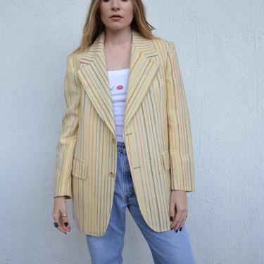 vintage multi colored blazer / vintage colorful blazer / vintage pinstripe blazer / 