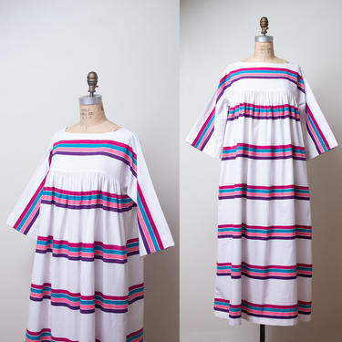 1970s Marimekko Dress / 70s Liidokki Striped Caftan 