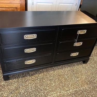 Black painted with gold pulls, 6 drawer dresser. 52” x 18” x 29.5”