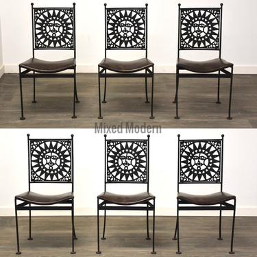 Arthur Umanoff Mayan Sun Iron Dining Chairs- Set of 6 
