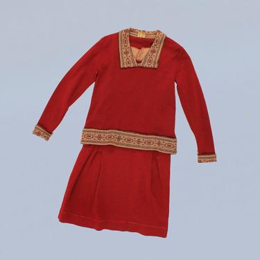 RARE 1920s Knit Set / Two Piece 20s Sportswear Dress and Blouse / Sports Dress 