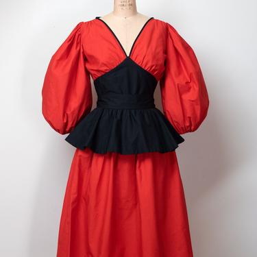 1980s Puff Sleeve Dress | Yves Saint Laurent Rive Gauche 