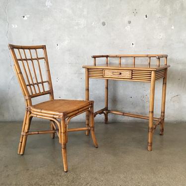 Faux Bamboo Writing Desk With Matching Chair