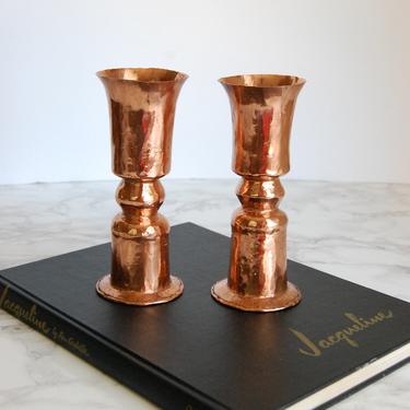 Vintage Copper Candlesticks - Copper Candle Holders - Boho Chic Decor by PursuingVintage1