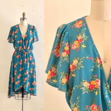 vintage 90's blue floral dress 