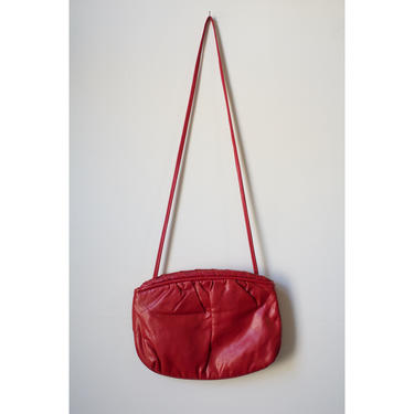 Vintage 80s Red Faux Leather Crossbody Purse 