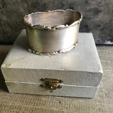 Brushed Silver Napkin Ring, Sterling, Original Box, Barcelona, Plata de Ley, MDT 