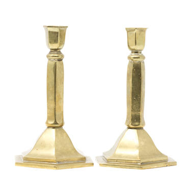 Pair of Vintage Brass Candle Holders, Set of Two Candlestick Holders 
