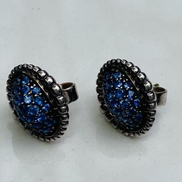 Vintage Lagos Sapphire Pave Stud Earrings