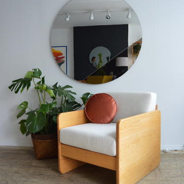 Oak + Ivory Linen Club Chair