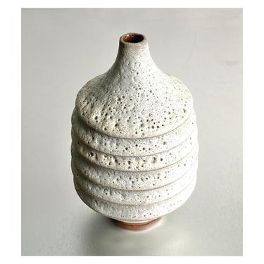 SHIPS NOW- Textural White Ridged Ceramic Vase Rustic Modern Minimal Bud Vase Tabletop Centerpiece Floral Design Sara Paloma Pottery Matte 