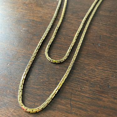 Long Interlocked Flat Chain Necklace