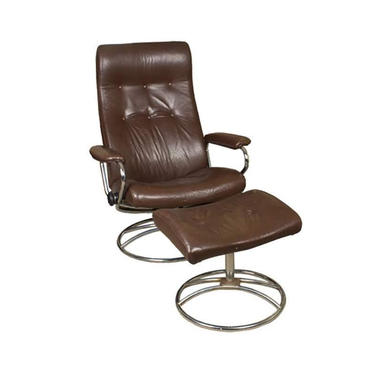 Vintage Ekornes Stressless Reclining Chair &amp; Ottoman Leather - Pickup only 