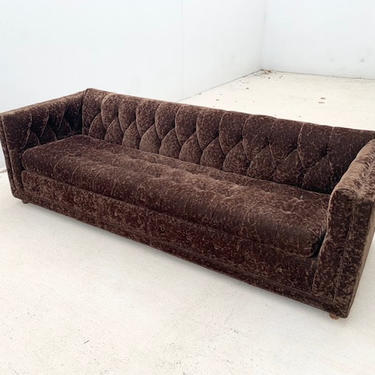 Crushed Brown Velvet Tuxedo Couch   