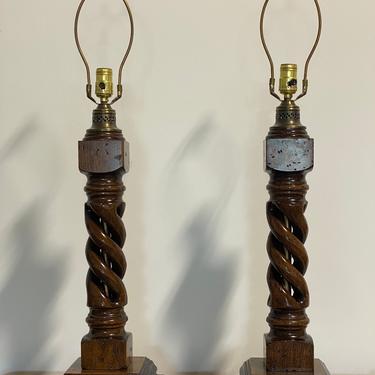 Pair of Vintage Barley Twist Table Lamps 
