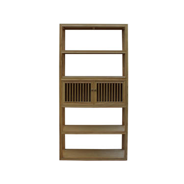 Light Natural Raw Wood Shutter Doors Bookcase Divider Cabinet cs4593E 