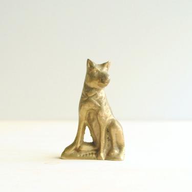 Vintage Brass Dog Figurine, German Shepherd Dog Figurine, Tiny Brass Dog Statue 