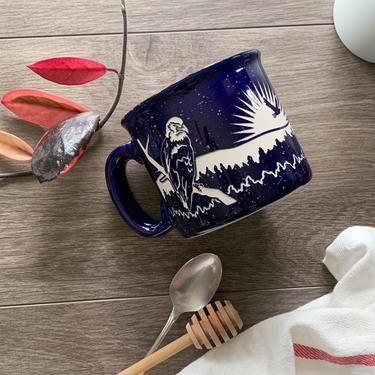 Bald Eagle Mug - ceramic camp-style engraved coffee cup 