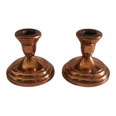 Vintage F.B. Rogers Copper Candlestick Holders || Rustic Chic Décor| 