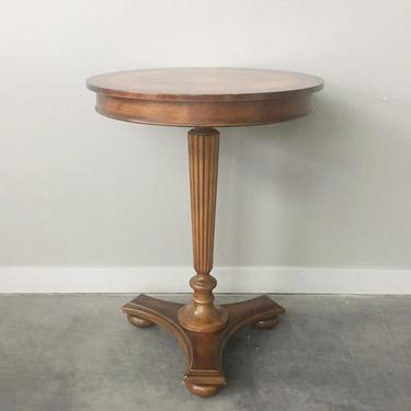 vintage inlay wood pedestal table.