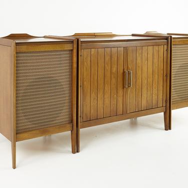 Mid Century Three Piece Stereo Console and Speakers - mcm 