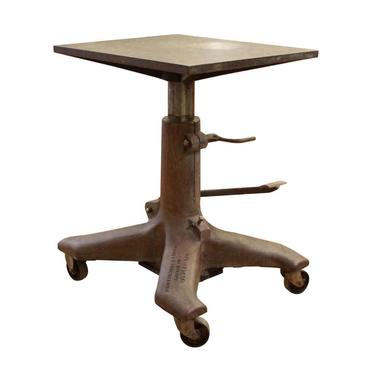 Industrial Cast Iron Adjustable Table with Casters