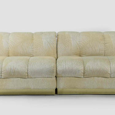 SALE Mid Century Modern, vintage brass base 2 pc modular sofa, couch 