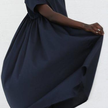 Black Crane Petal Dress - Dark Navy