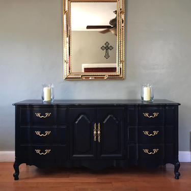 AVAILABLE - Navy Blue French Provincial Dresser Buffet 