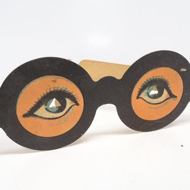 Vintage 1950's Halloween Party Eyeglasses Mask, Antique Retro Cardboard Glasses Decor 