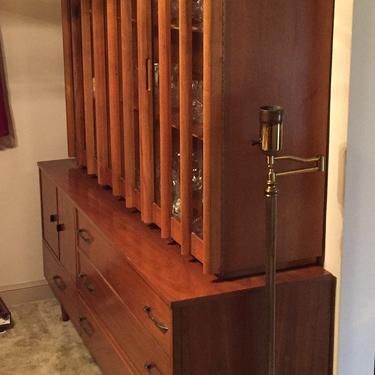 Young Manufacturing mid century modern walnut 2pc china cabinet 