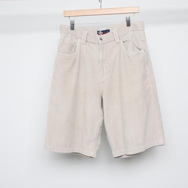 vintage y2k CORDUROY baggy long CREAM tan men's shorts -- men's waist size 32 inches 