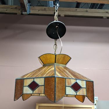 Vintage Stained Glass Dome Pendant Light