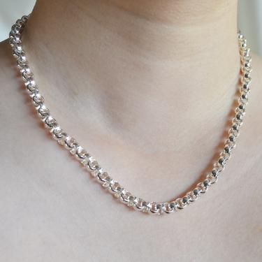 S925 sterling silver plating chunky rolo chain link necklace, sterling silver chain necklace, silver link chain necklace, silver necklace 