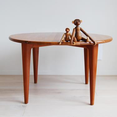 Danish Modern Solid Teak Round Coffee Table Michael Lauren Made in Denmark 
