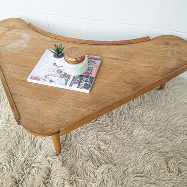 Beautiful Vintage Mid-century Solid Wood Boomerang Coffee Table 