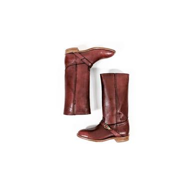 frye riders | NEW | vintage 80s frye boots | vtg 1980s fashion boot | unworn | knee | leather | 8/8.5 | riding boot 