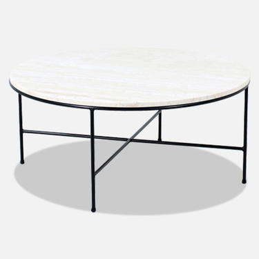 Paul McCobb Travertine Stone & Iron Coffee Table with for Winchendon Furniture