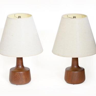 Pair of Danish teak table lamps