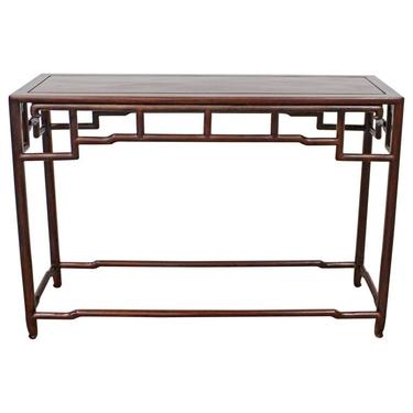 Vintage Asian Modern Rosewood Carved Console Table 